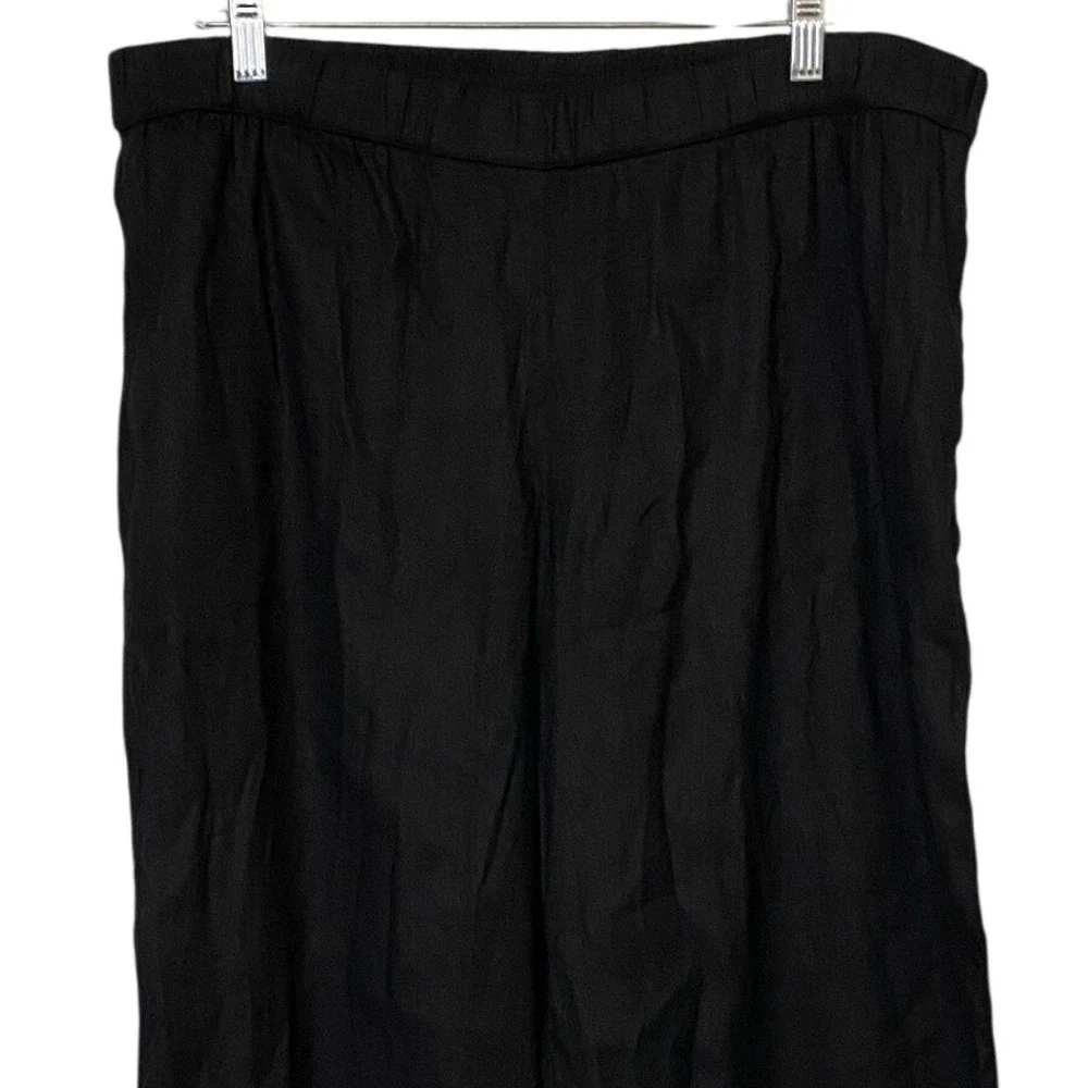 Susan Graver Black Wide Leg Cropped Pants Lace Trim Elastic Waist Women's 16 EUC - Picture 13 of 15